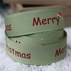 Go Grosgrain - 15mm Merry Christmas Hat Lime Juice/Red